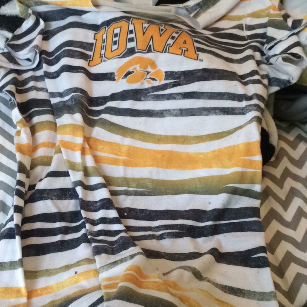 A Hawkeye zebra striped T-shirt